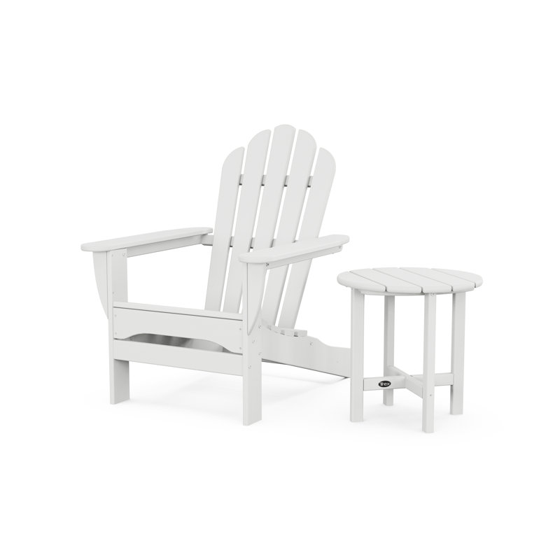 Monterey Bay Adirondack Chair with Side Table, Classic White