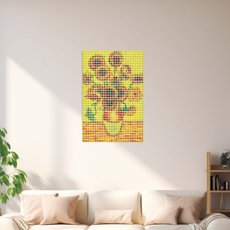 10 po X 10 po Carreau de dosseret pelez et collez, dosseret de carrelage décoratif tournesols, carrelage mural en PVC (paquet de 4,17 pieds carrés / 6)