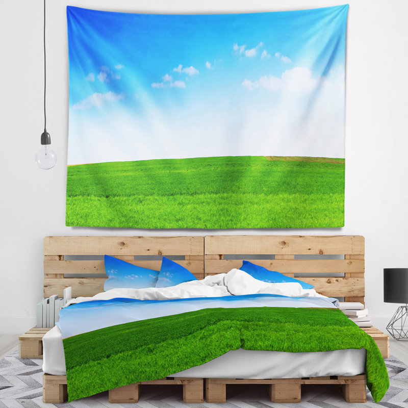 Tapisserie panorama vert de jardin, H 32 po x l 39 po