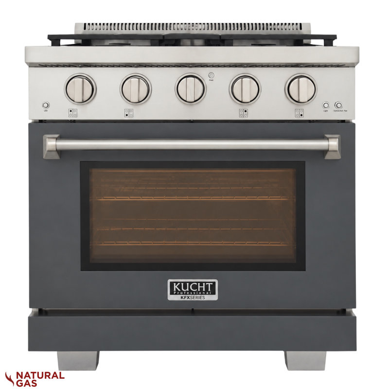 30 in. 4.2 cu. ft. Natural Gas Range and Convection Oven in Light Blue with True Simmer Burners, Liquid Propane, Cement Gray
