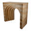 Console arquée 32,3 x 14,2 x 29,9 moderne avec finition en faux travertin beige, légère et durable