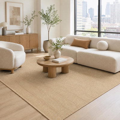 Tapis beige texturé tissé à plat en polypropylène tissé à la machine