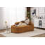 Canapé-lit moderne avec méridienne courbée avec assise profonde et coussin intégré pour le salon ou la chambre à coucher.-325544234