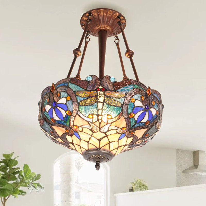 Plafonnier semi-encastré 3 lumières Tiffany