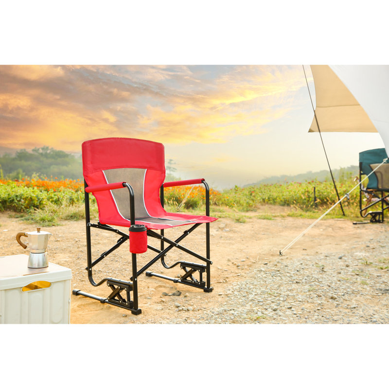 Chaise berçante portative pour l'extérieur - rouge, avec rembourrage confortable et facile à plier, pour le camping, Rouge