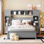 Lit double en bois avec armoire et tablette tout-en-un, espresso-409643230