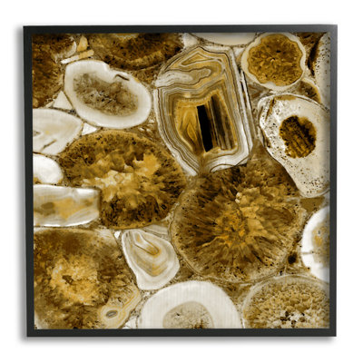 «Agate in Gold Abstract Geodes» par Danielle Carson - cadre flottant, impression sur bois