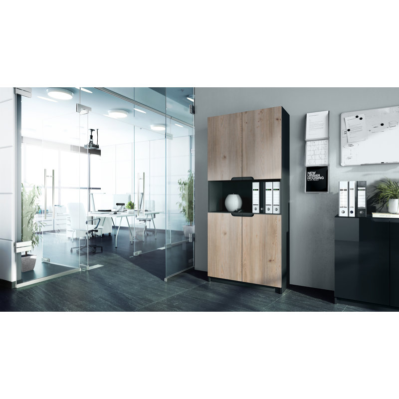 Mazeppa 4 -Door 4 -Shelf, Oak Nordic