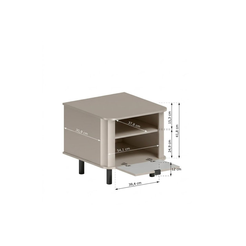 NOVARA 59cm W Plywood / Laminate Board Bedside Table, White
