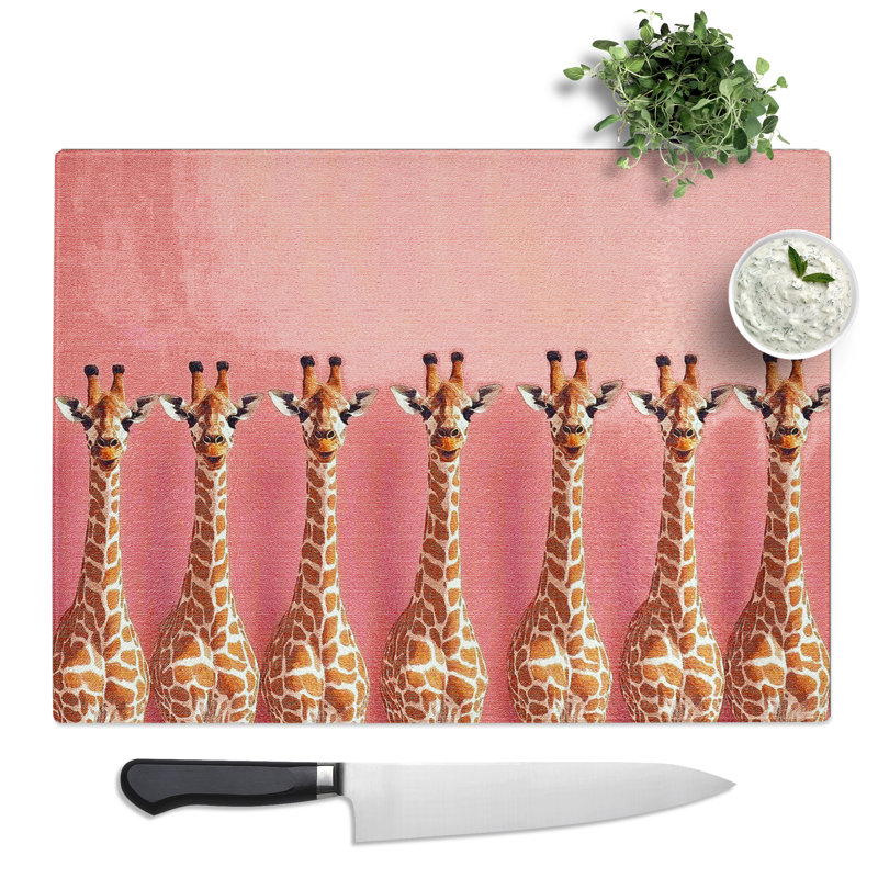 Giraffes  Glass Chopping Board