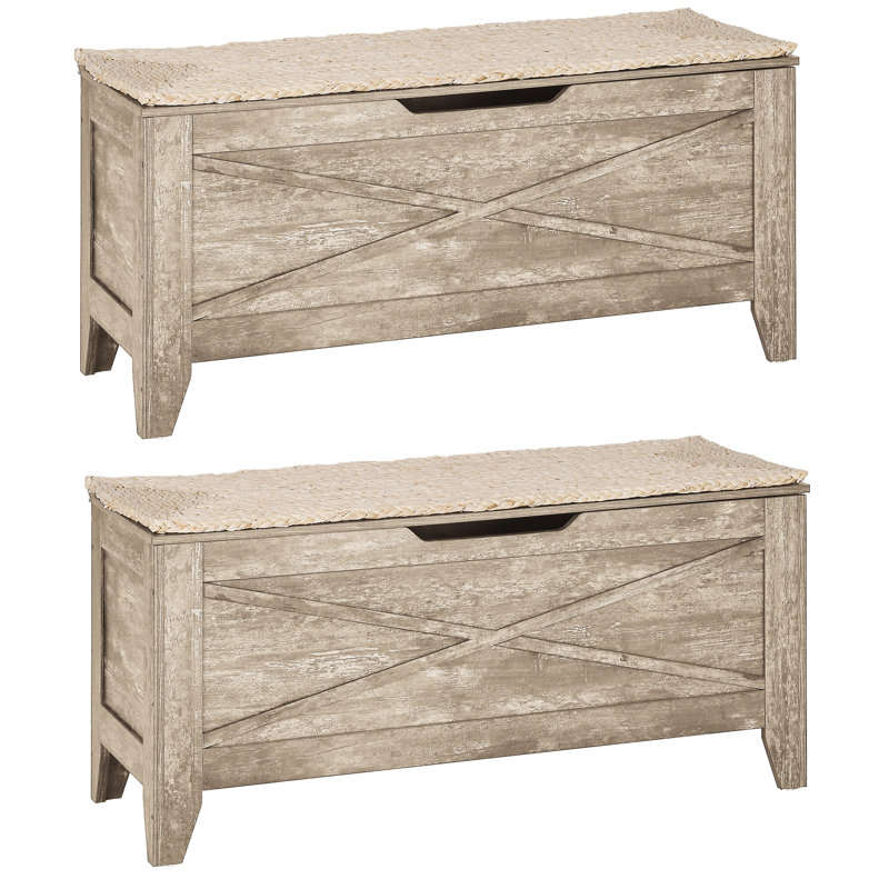 Banc de rangement rectangulaire Pania, Naturel, H 18,5 po x l 43,3 po x P 15 po
