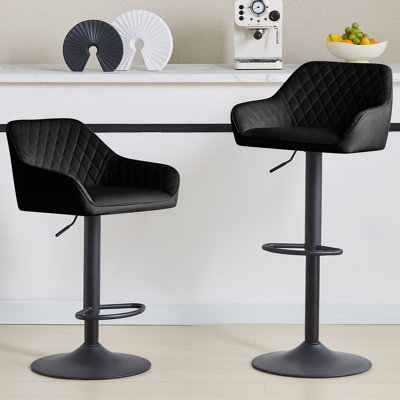 Velvet Height Adjustable Swivel Upholstered Bar Stools