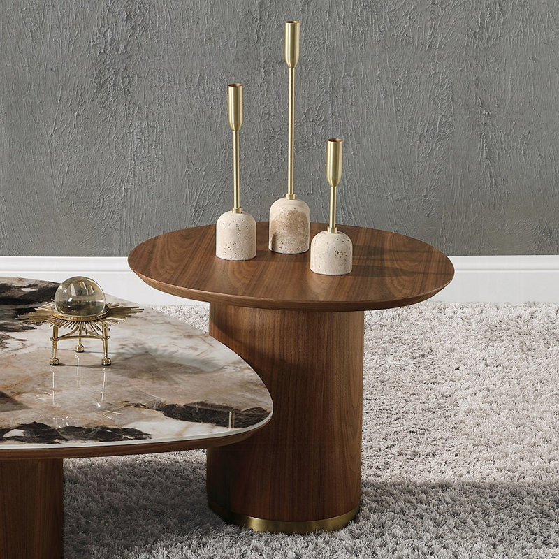 Table de bout en noyer avec piédestal