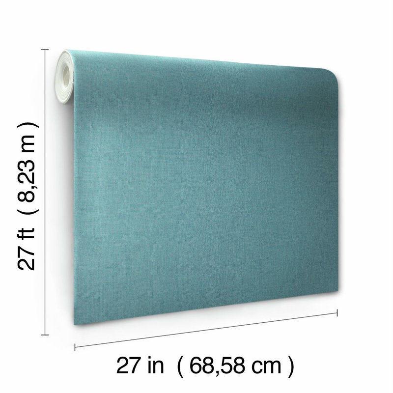 Rouleau de papier peint L 33 pi x l 27,5 po Gesso Weave, sarcelle