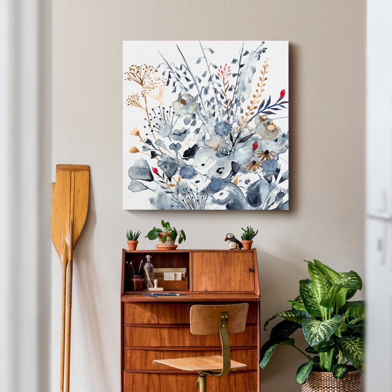 «Indigo & Ochre I», reproduction d'art sur toile tendue, H 32 po x l 32 po x P 1 po