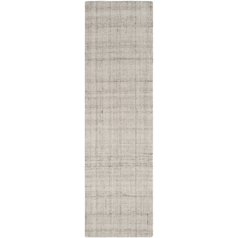Tapis gris clair touffeté à la main Mcentee, Tapis de couloir 2 pi x 10 pi