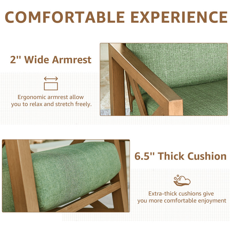 Isfried 3 Piece Metal Frame Outdoor Conversation with Thick Cushions