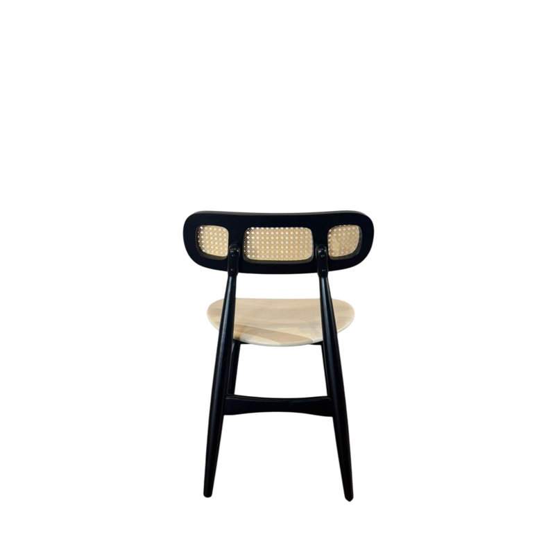 Tarana Cream Fabric and Black Wood 2-Piece Dining Chair Set