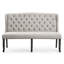 Banc d'entrée/chambre à coucher Sania III 66 po, noir antique/beige, avec dossier capitonné et garniture cloutée