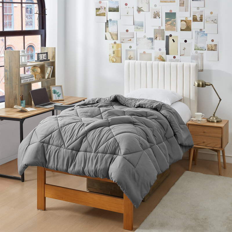 Reversible Microfiber Twin XL Dorm Comforter, Charcoal