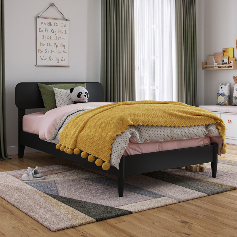 Vetu Solid Wood Spindle Bed, Twin, Black