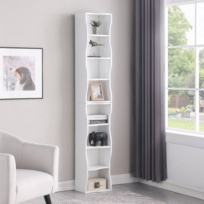 8-Layer Adjustable Shelf Ultra-Thin Bookshelf With A Wavy Border Design, Which Is More Aesthetically Pleasing, Is Suitable For High And Narrow, Display And Multi-Functional Bookshelves In Home Offices
