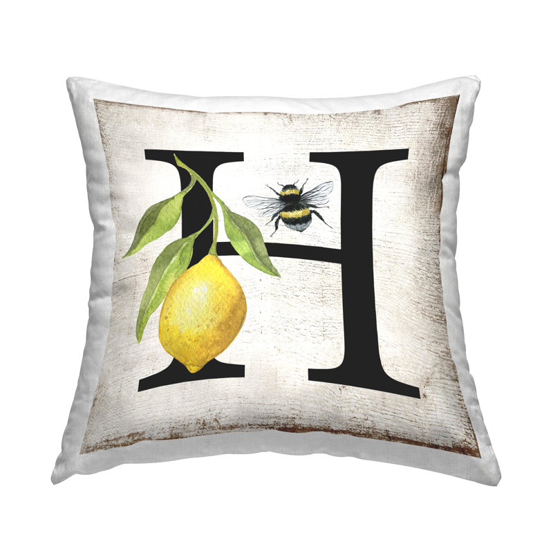 Coussin décoratif Stupell Industries Lemon & Bee H par Design Creatif Belle