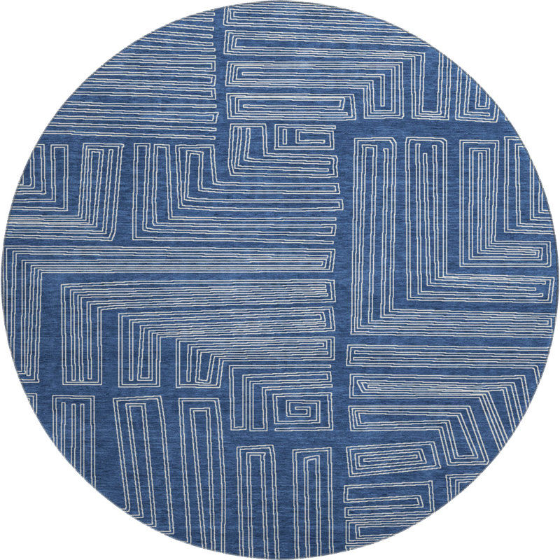 Premium Machine Washable Harrietstown AMF1045 Geometric Rug, Round 8'