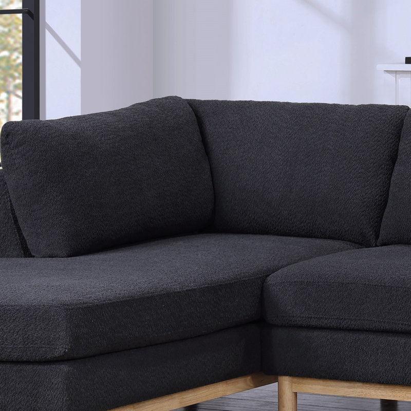 Hallie Black Sherpa 124" Wide Double Chaise U-Shape Sectional Sofa