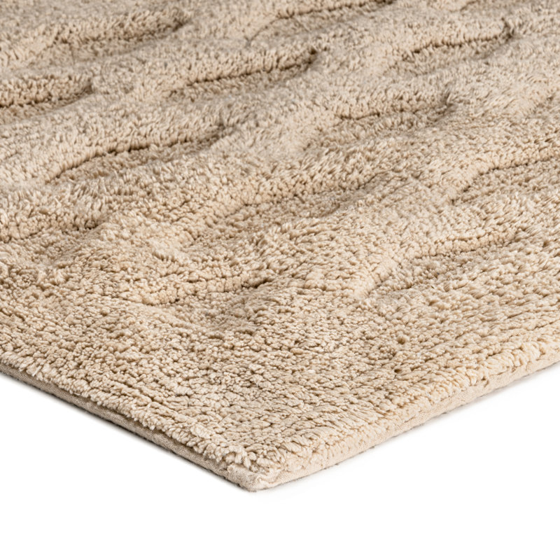 Raul 100% Cotton Bath Mat, Beige, 21" W x 34" L
