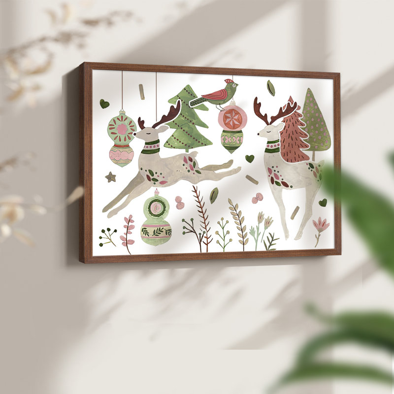 Reindeer Wishes Collection A - Reproduction encadrée - réversible, Noyer, H 16 po x l 20 po