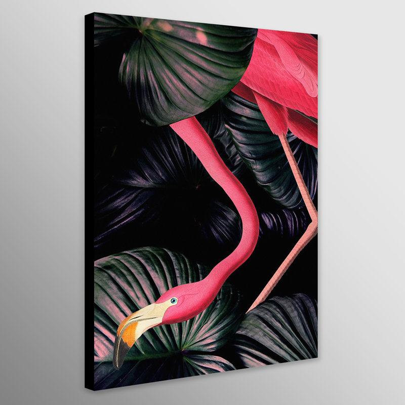 American Pink Flamingo In Jungle - Wrapped Canvas Print, 31cm H x 21cm W x 4cm D