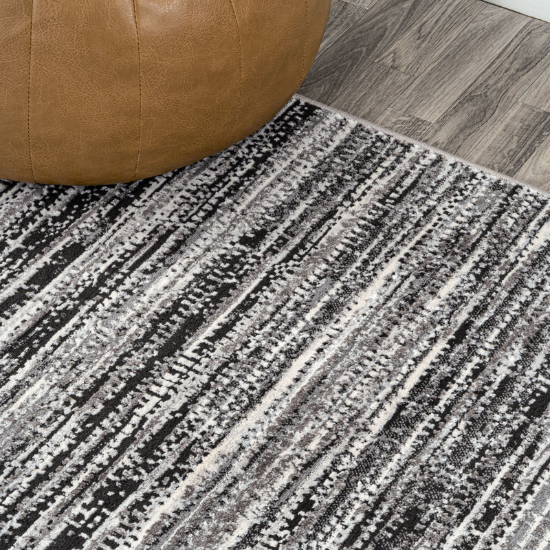 Bonnyrigg Loom Modern Strie' Black/Gray Rug, Runner 2' x 8'