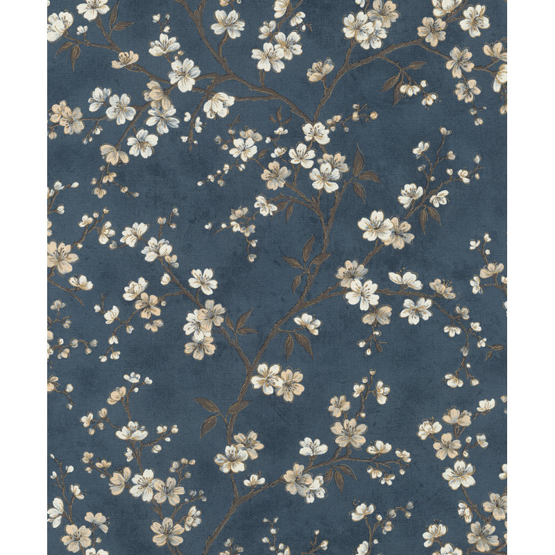 Rouleau de papier peint L 33 pi x l 20,9 po Cherry Blossom Jakica, Bleu