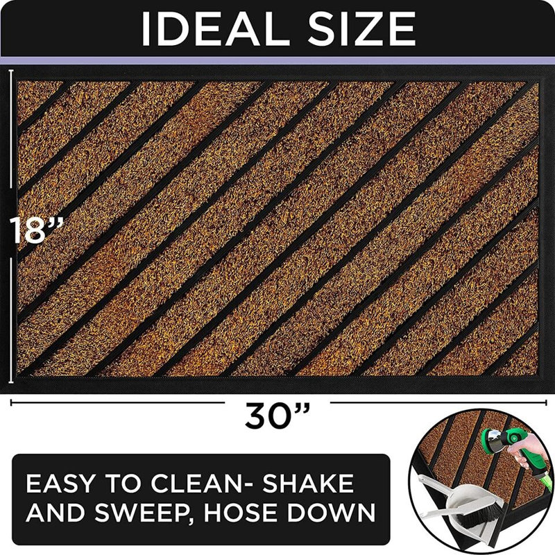 Nijia Non-Slip Striped Doormat, Brown
