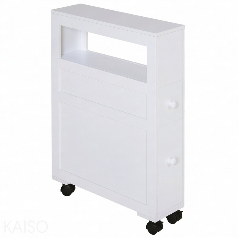 Armoire de rangement à roulettes étroite en bois 6,25 po x 20,5 po x 28,25 po - Blanc