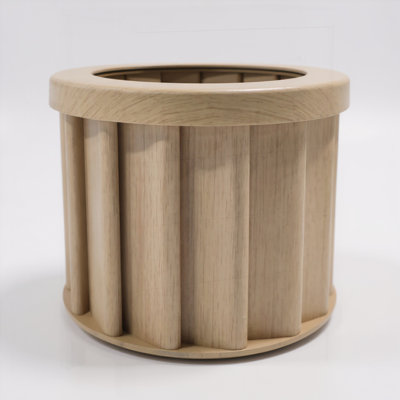 Round Strata Planter SM - Lightweight Aluminum with Drainage and Water Retention Tray, Ash Brown Finish