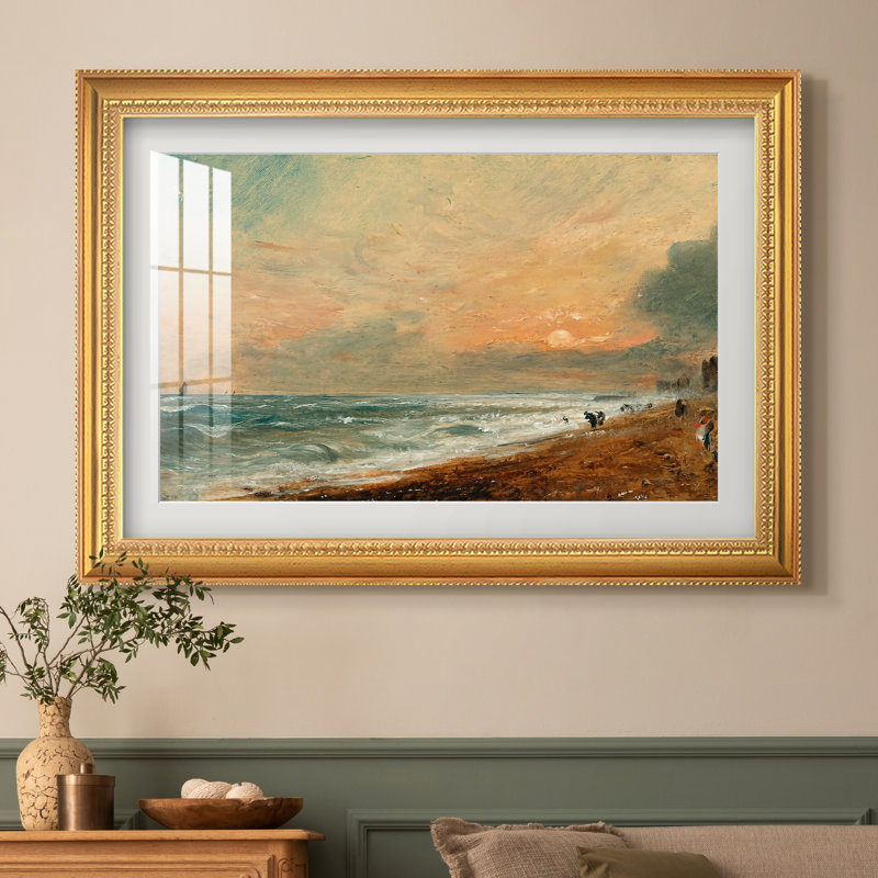 Plage de Hove, vers 1824-1826 - John Constable - Estampe encadrée sur mesure, 16 po x 22 po, Or florentin perlé