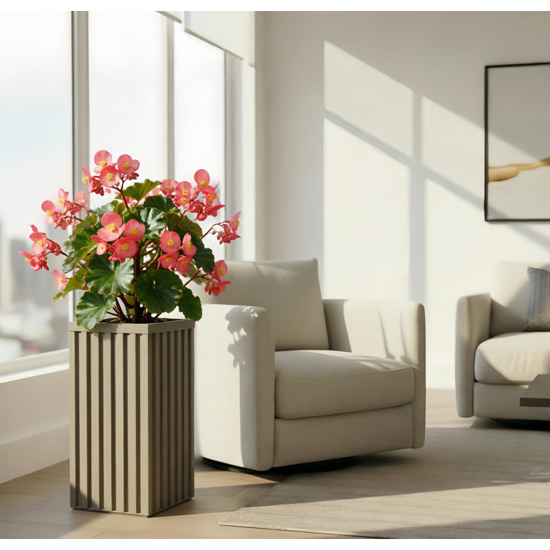 20 In. H X 10 In. W Square Aluminium Planter Pot, Brown Gray