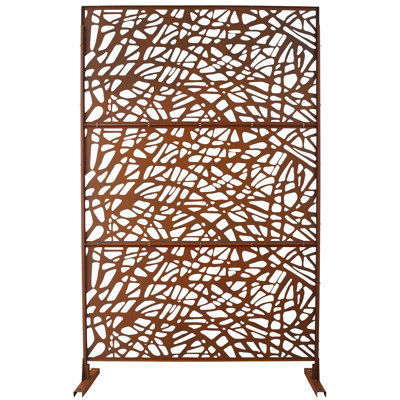 Outdoor & Indoor Privacy Screen Metal Privacy Screen 76" H×48" W, Freestanding Decorative Privacy Screen for Deck Balcony Patio, Privacy Fence Panels for Outside Lawn Garden PS102 RUSTY