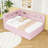Full Upholstered Daybed with USB Ports, LED Belt and Trundle-827678529