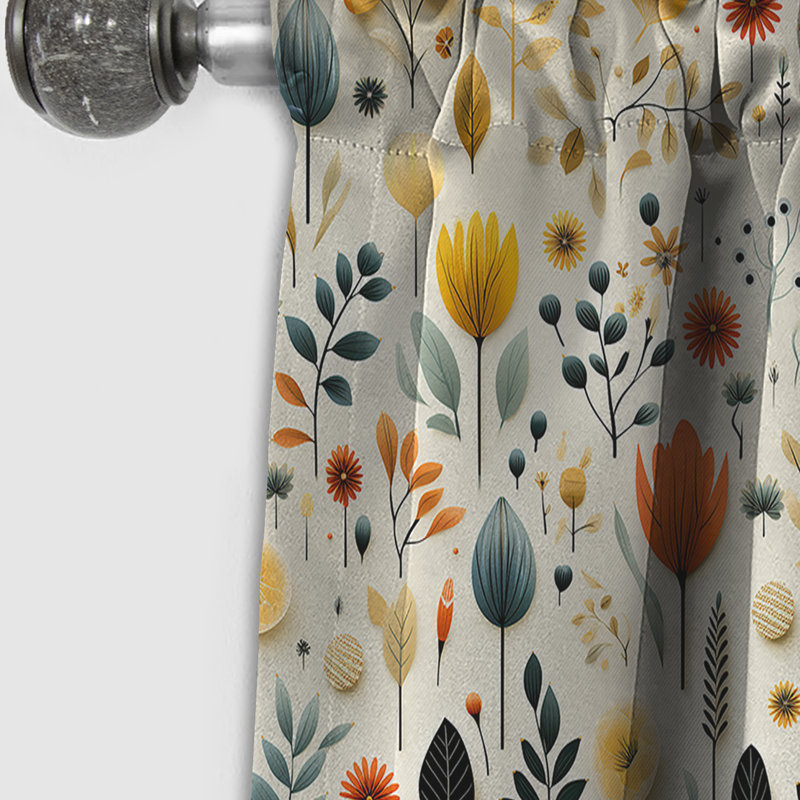 Simplicité en fleurs scandinaves - rideau occultant géométrique abstrait - 1 panneau, L 52 po x L 120 po