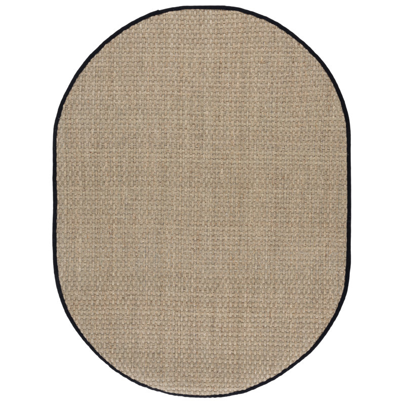 Auckland Natural/Black Area Rug, Oval 6' x 8'