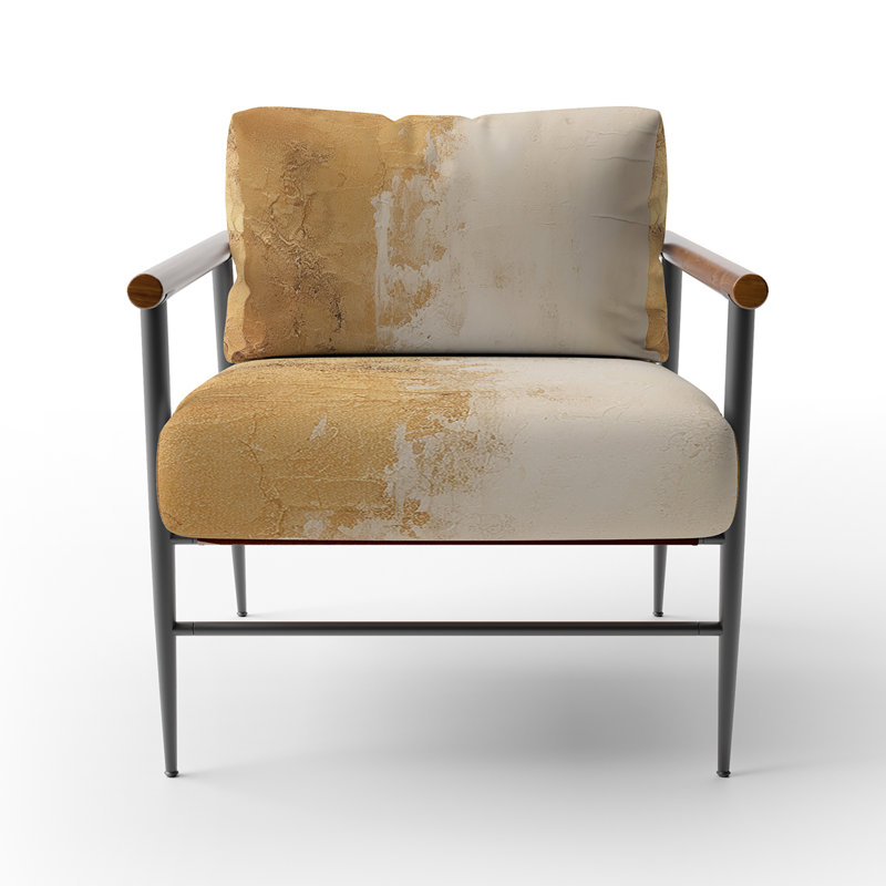 gold and white abstract split - Upholstered Modern Arm Chair, Geometric Shapes Accent Chair, Black