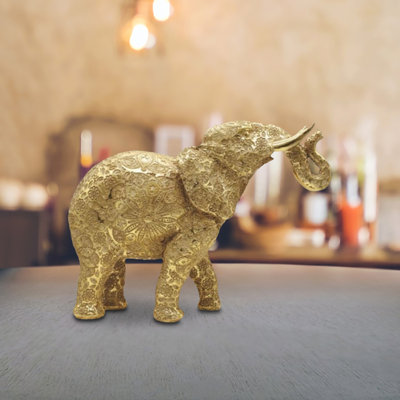 5.25"W Gold Thai Elephant Figurine