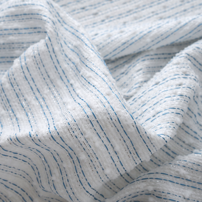 Paire de rideaux en jacquard tissé Barnet, Bleu