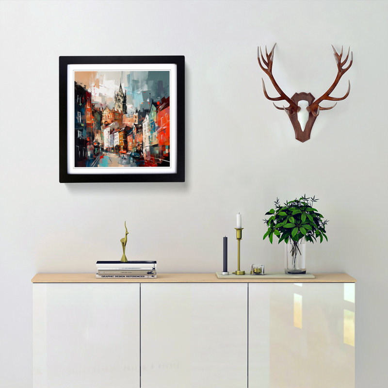 City Of Bristol Abstract Art No.4 - Single Picture Frame Print on Wood, Black