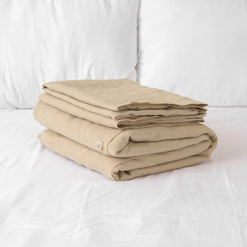 Modern & Contemporary Cotton Duvet Cover, Natural, Twin Duvet Cover + 1 Standard Sham