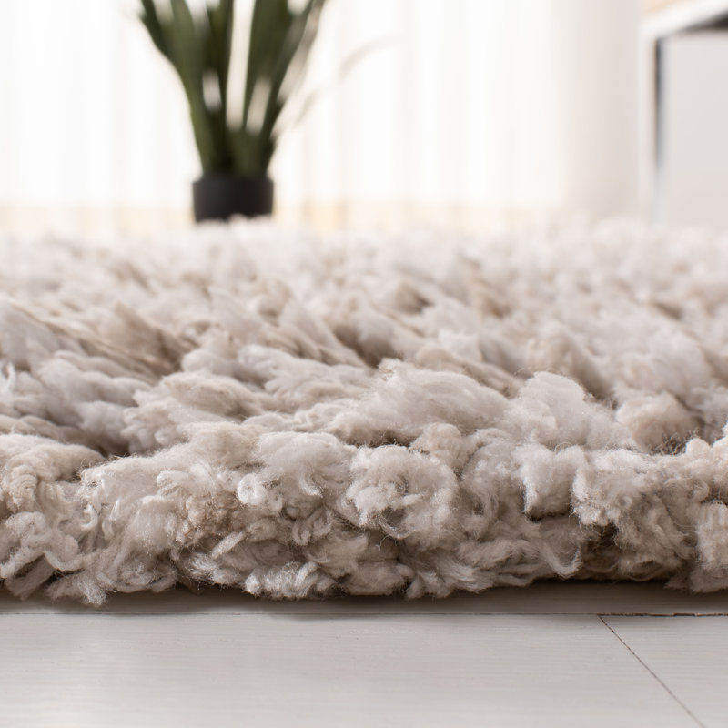 Tapis beige / ivoire fait à la main Plumlee, Rectangle 3 pi x 5 pi