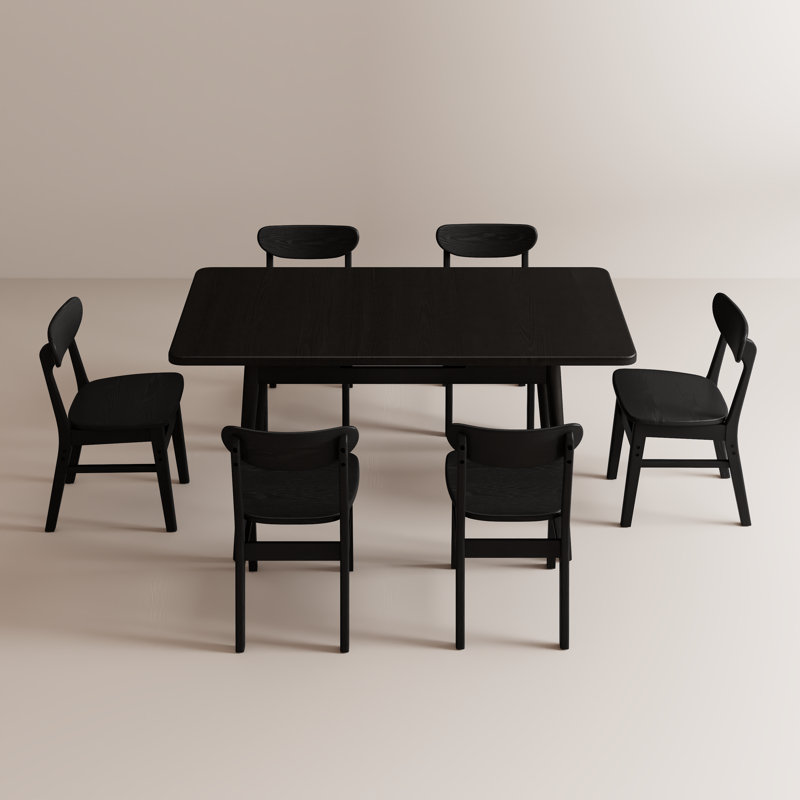 Table de salle à manger extensible Aderyn, Noir